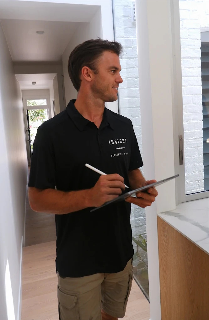 Our electrician is doing an electrical inspection at the home in Newcastle
