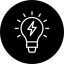 Light bulb and gear icon symbolising innovative electrical solutions.
