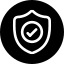 Blue electrical shield icon representing safety and protection.