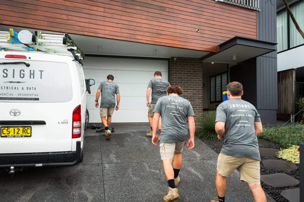 Insight Electrical technician installing security cameras in Newcastle